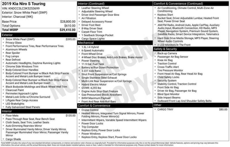 2019 Kia Niro S Touring