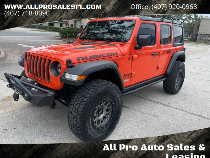 2018 Jeep Wrangler Unlimited for sale at All Pro Auto Sales & Leasing in Orlando FL