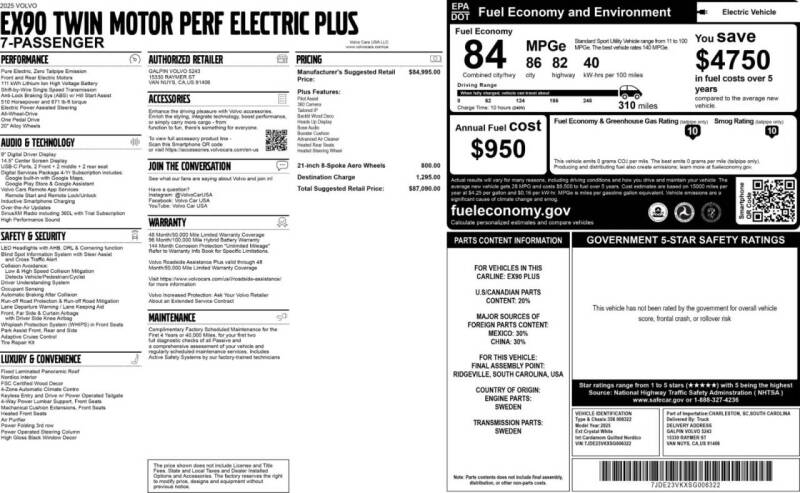 2025 Volvo EX90 Twin Performance Plus 7P