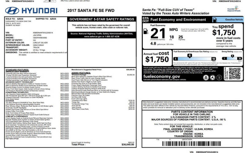 2017 Hyundai Santa Fe SE