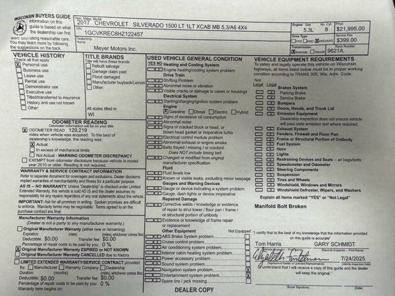 2017 Chevrolet Silverado 1500 LT