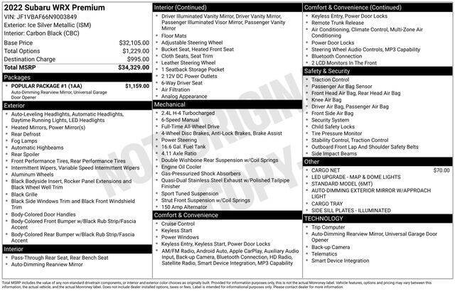 2022 Subaru WRX Premium