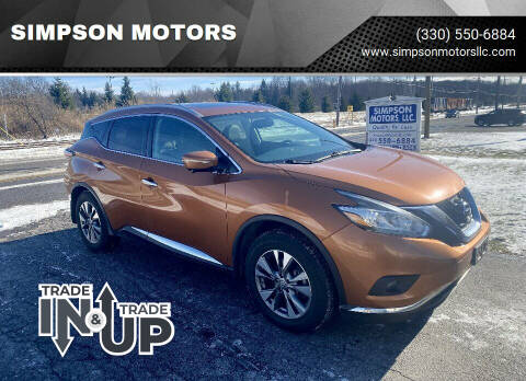 2015 Nissan Murano for sale at SIMPSON MOTORS in Youngstown OH