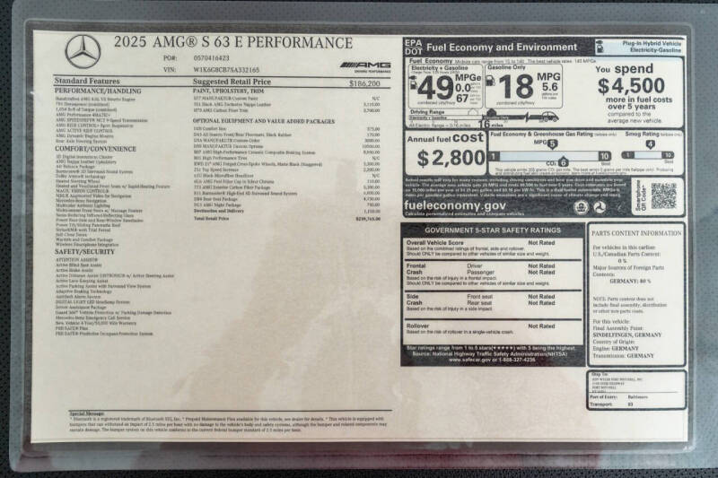 2025 Mercedes-Benz S-Class AMG S 63 E Performance