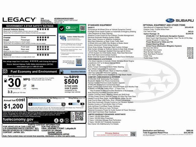 2022 Subaru Legacy Limited
