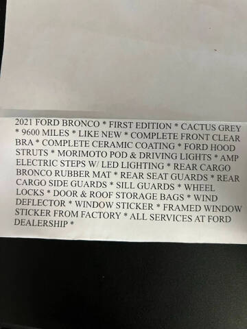 2021 Ford Bronco First Edition Advanced