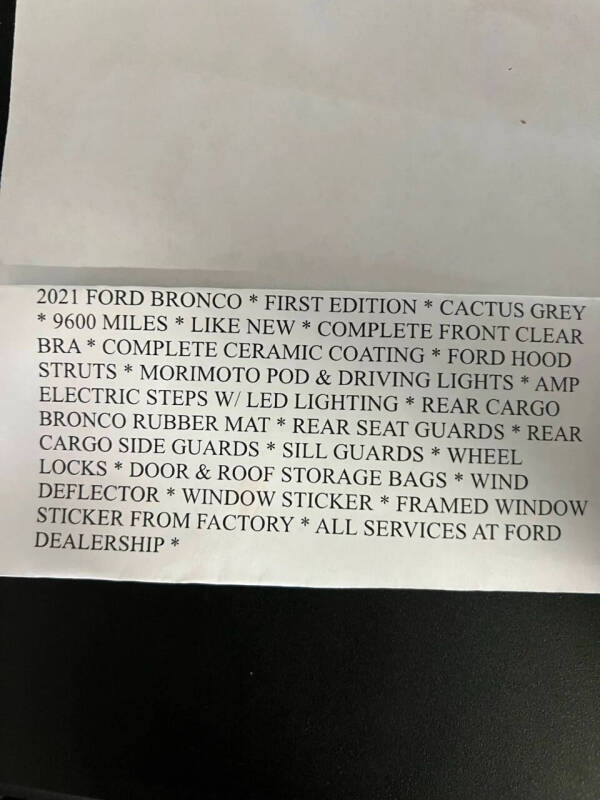 2021 Ford Bronco First Edition Advanced