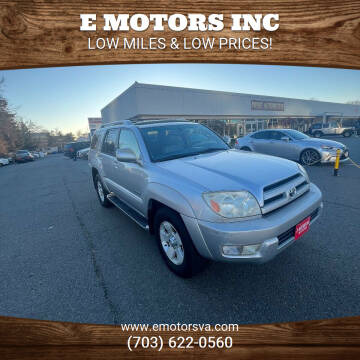 2003 Toyota 4Runner for sale at E Motors INC in Vienna VA