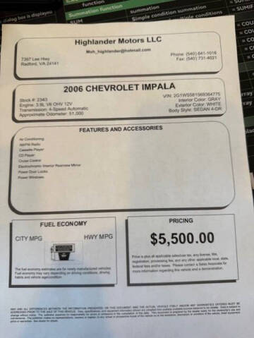 2006 Chevrolet Impala Police