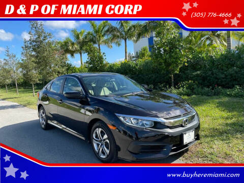 2018 Honda Civic for sale at D & P OF MIAMI CORP in Miami FL