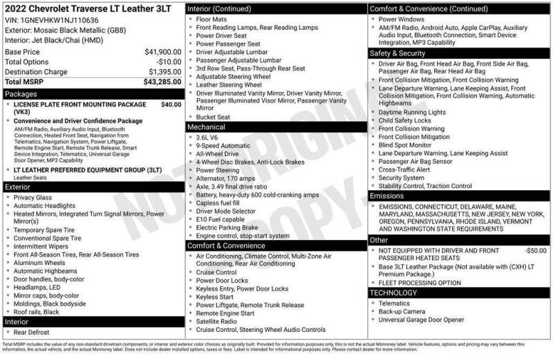 2022 Chevrolet Traverse LT Leather