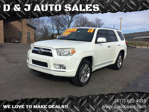 2012 Toyota 4Runner for sale at D & J AUTO SALES in Joplin MO