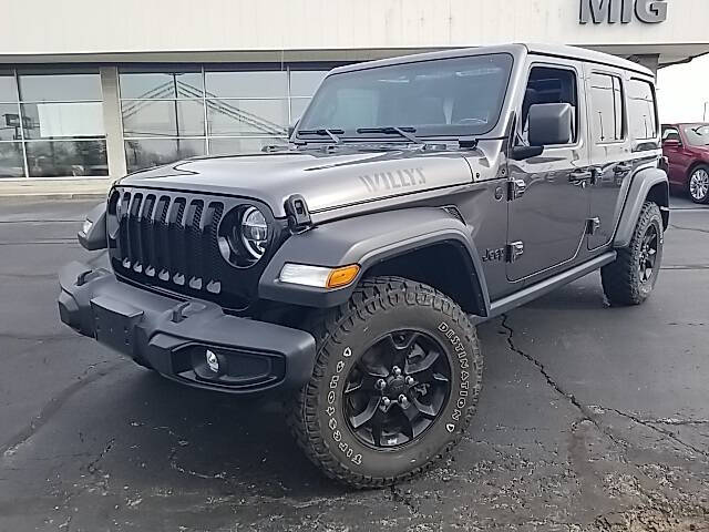 Used 2021 Jeep Wrangler Unlimited Willys with VIN 1C4HJXDN9MW632755 for sale in Bellefontaine, OH