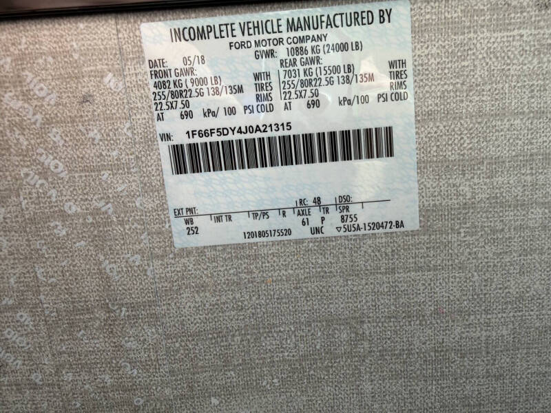 2018 Ford Motorhome Chassis