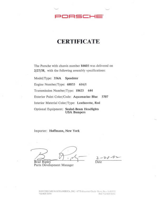 1958 Porsche 356