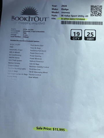 2020 Dodge Journey SE Value
