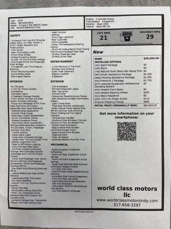 2019 Mercedes-Benz E-Class E 300 4MATIC