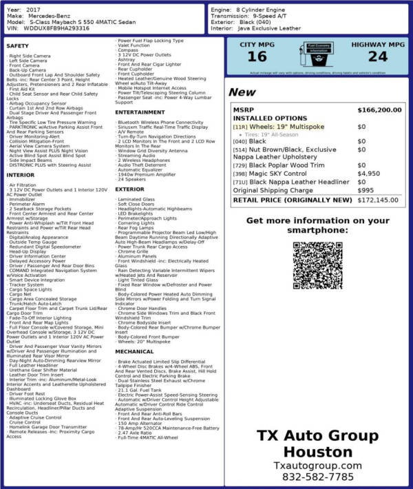 2017 Mercedes-Benz S-Class Mercedes-Maybach S 550 4MATIC