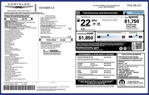 2020 Chrysler Voyager LX