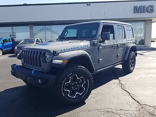 Used 2022 Jeep Wrangler Unlimited Rubicon 4XE with VIN 1C4JJXR6XNW153197 for sale in Bellefontaine, OH