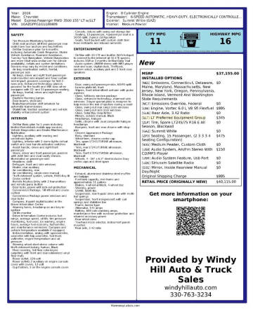 2016 Chevrolet Express LT 3500