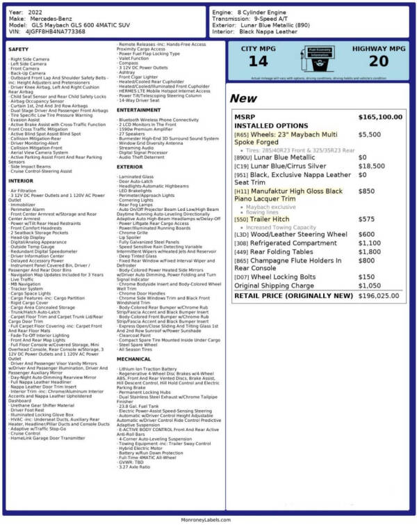 2022 Mercedes-Benz GLS Mercedes-Maybach GLS 600 4MATIC