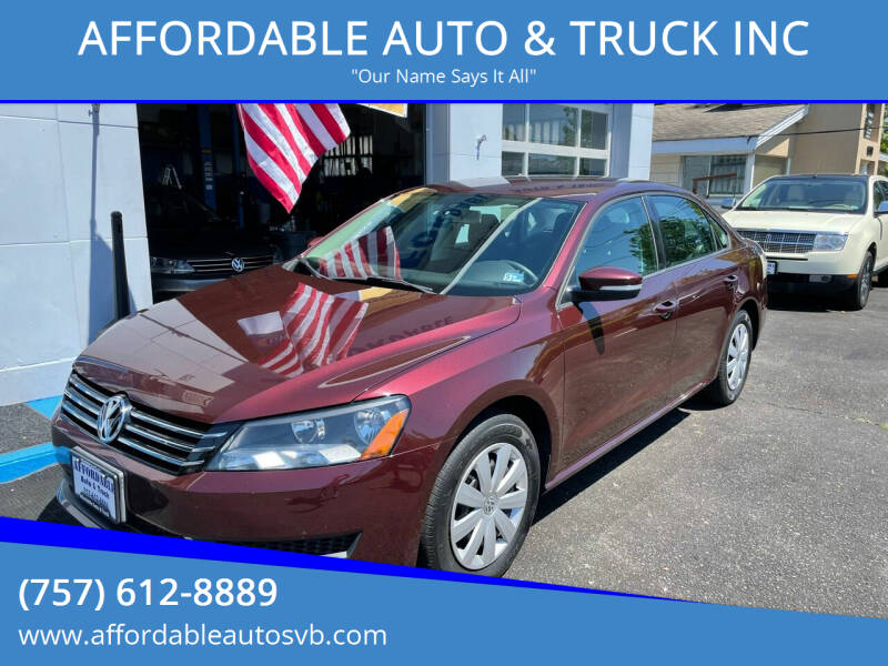 2013 Volkswagen Passat for sale at AFFORDABLE AUTO & TRUCK INC in Virginia Beach VA