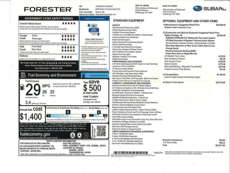 2020 Subaru Forester Sport