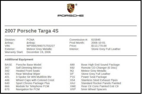 2007 Porsche 911 Targa 4S