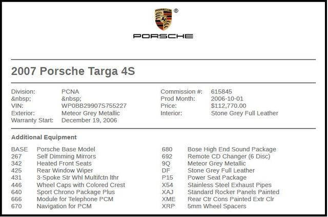 2007 Porsche 911 Targa 4S