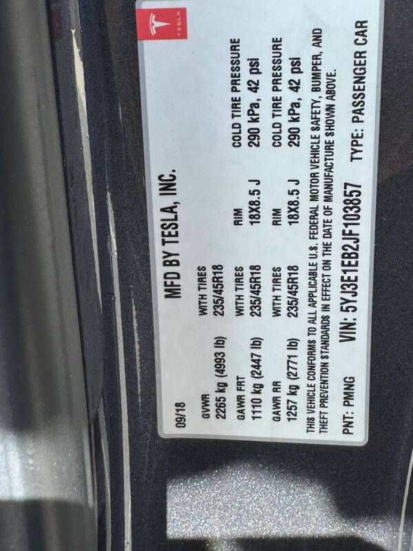 2018 Tesla Model 3 Long Range