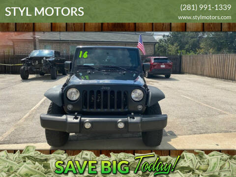 2016 Jeep Wrangler Unlimited for sale at STYL MOTORS in Pasadena TX