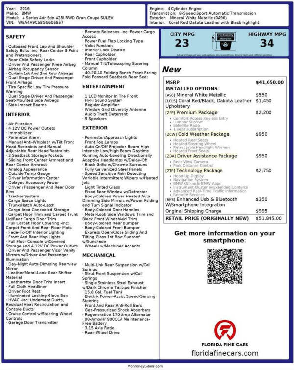 2016 BMW 4 Series 428i Gran Coupe