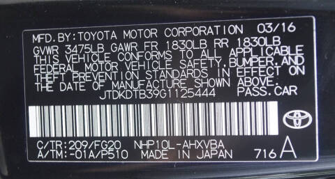 2016 Toyota Prius c Two
