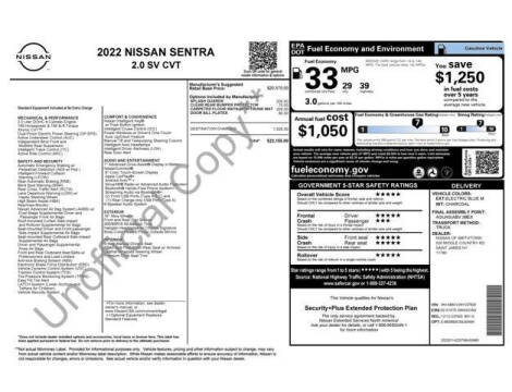 2022 Nissan Sentra SV