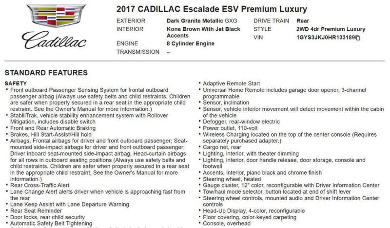 2017 Cadillac Escalade ESV Premium Luxury