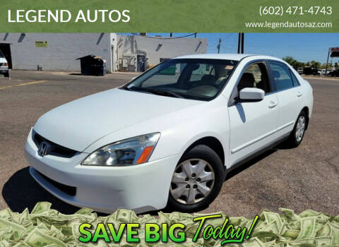 2004 Honda Accord for sale at LEGEND AUTOS in Peoria AZ