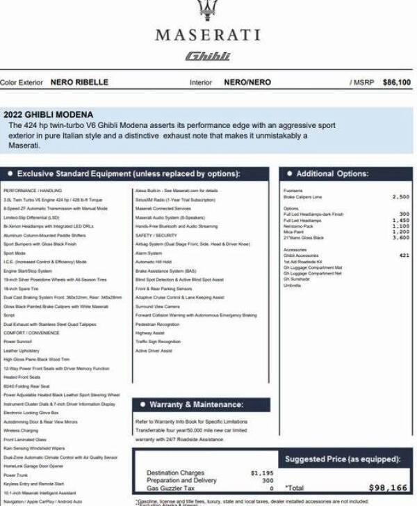 2022 Maserati Ghibli Modena
