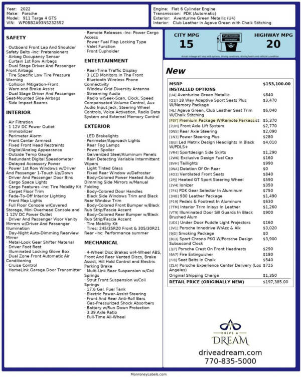 2022 Porsche 911 Targa 4 GTS