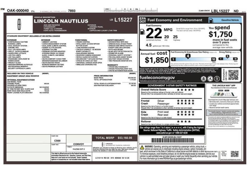 2020 Lincoln Nautilus Reserve