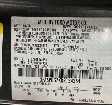 2019 Ford Fusion S