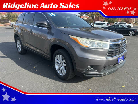 2014 Toyota Highlander for sale at Ridgeline Auto Sales in Saint George UT