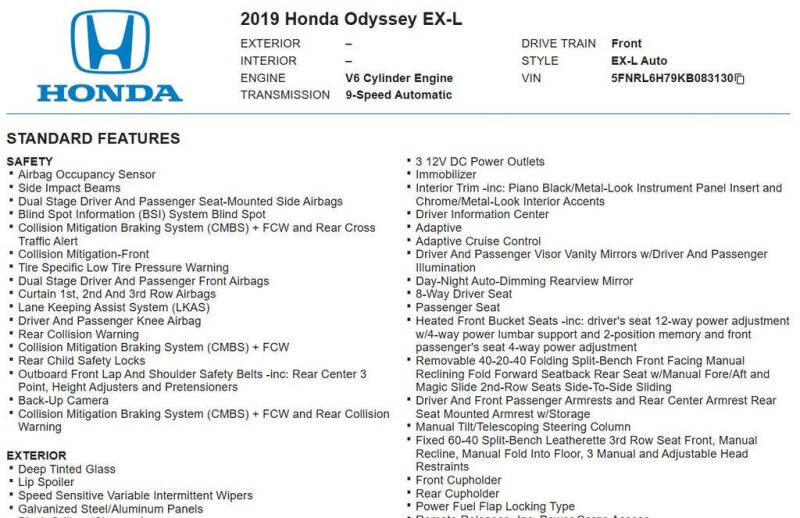 2019 Honda Odyssey EX-L