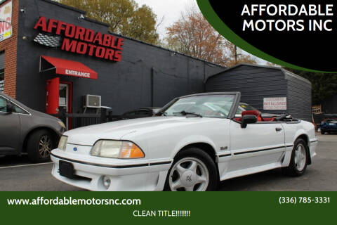 1991 Ford Mustang for sale at AFFORDABLE MOTORS INC in Winston Salem NC