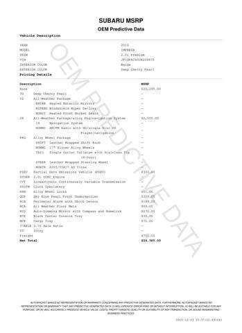 2012 Subaru Impreza 2.0i Premium