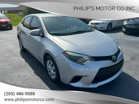 2015 Toyota Corolla for sale at PHILIP'S MOTOR CO INC in Haleyville AL