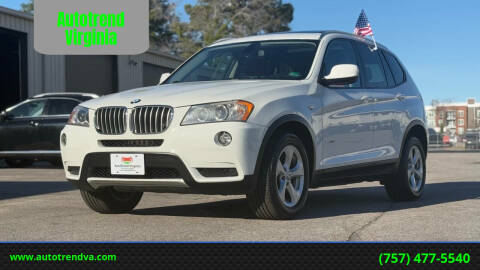 2012 BMW X3 for sale at Autotrend Virginia in Virginia Beach VA
