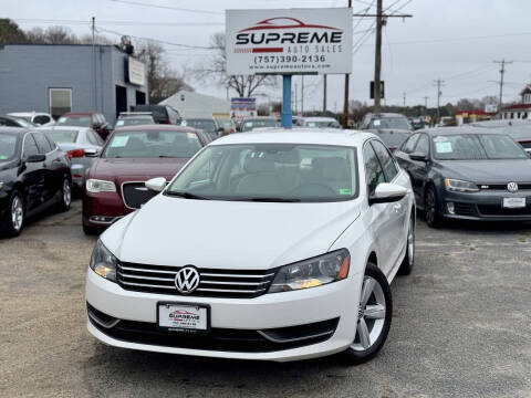 2012 Volkswagen Passat for sale at Supreme Auto Sales in Chesapeake VA