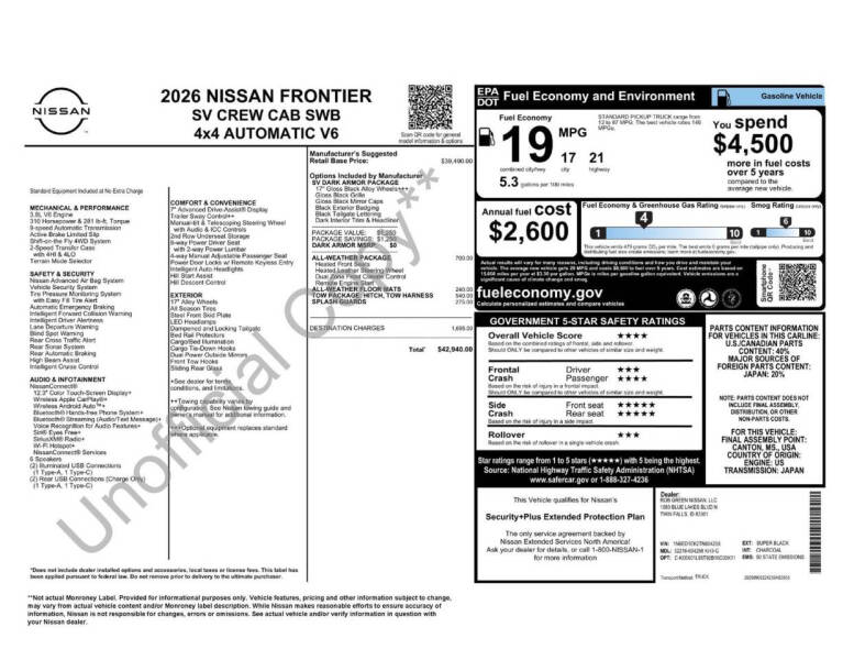 2026 Nissan Frontier