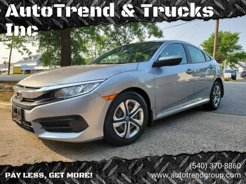 2016 Honda Civic for sale at AutoTrend & Trucks Inc in Fredericksburg VA
